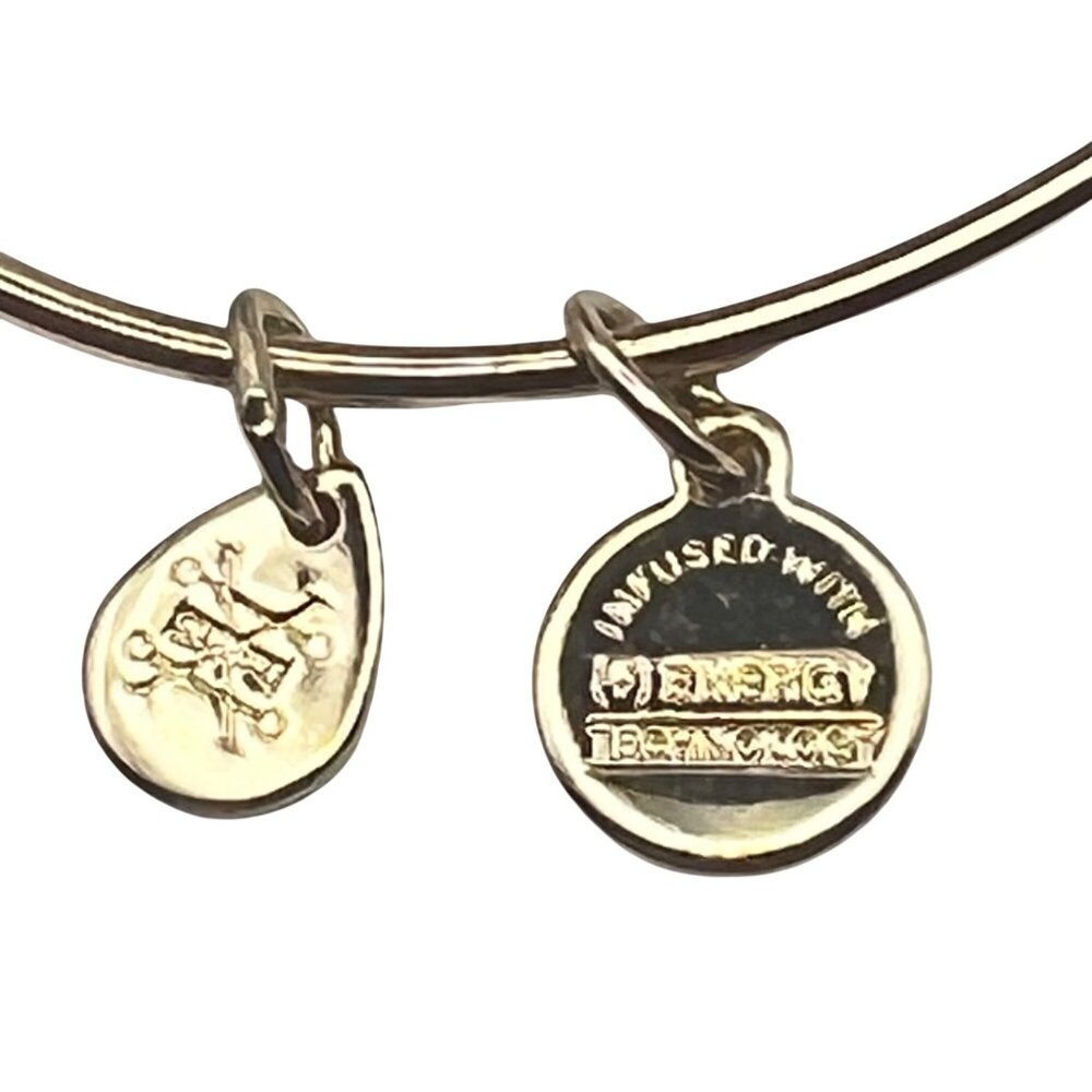 Alex And Ani Gold Bangle Bracelet Femme & Fierce Charm Barbie Collection Mattel - Picture 9 of 9